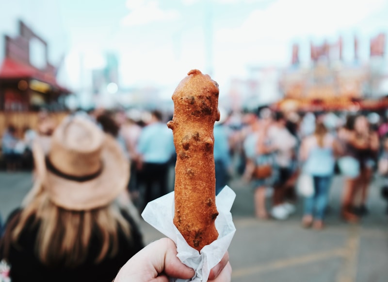 Classic Korean corn dog on a stick